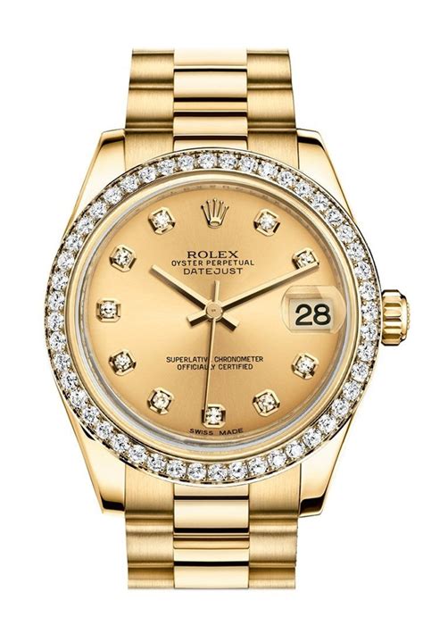 rolex 31 datejust gold|rolex 31mm datejust diamond bezel.